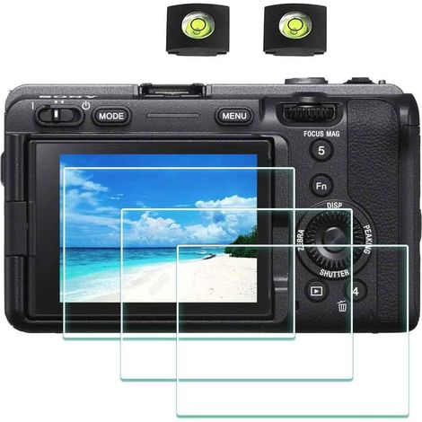 Protector de pantalla FX3 para Sony Alpha FX3 / ZV-1 ZV1 y tapa de zapata, protector de vidrio templado óptico de 0,3 mm, dureza 9H, antiarañazos, antiburbujas - Paquete de 3