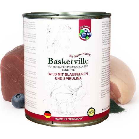 Baskerville Super Premium Cibo Umido per Cani Anziani al Gusto Cervo e Frutti di Bosco 800g (1/5)