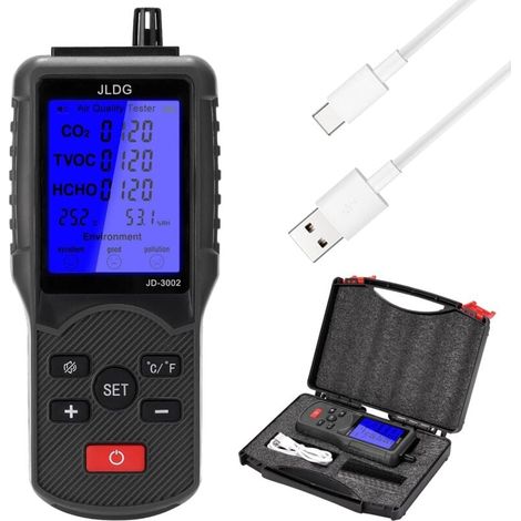 Vtizikl Testeur de CO2 homologué 8 en 1 Testeur de qualité de l'air TVOC HCHO température et humidité Détecteur de CO2 avec écran LCD (1/4)