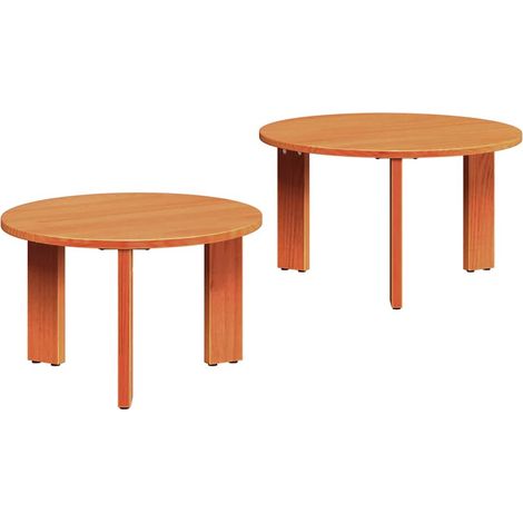 Maison Exclusive - Couchtisch 2 pcs Wachsbraun Massivholz Kiefer