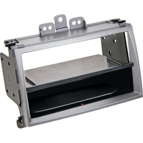 Facade autoradio 2DIN compatible avec Hyundai i20 09-12 Vide poche Induction Qi Argent