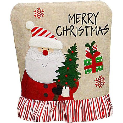 Nouvelle housse de chaise arrière de Noël, 1 housse de chaise de salle à manger de Noël, housse de chaise bonhomme de neige Père Noël, housse de chaise de salle à manger en lin pour décoration d'ambia (1/5)