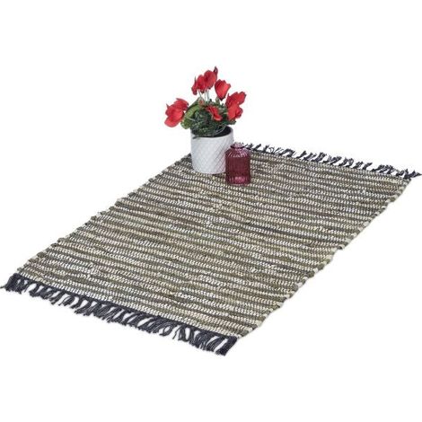 Leather & Cotton Runner Rug 60x100 cm (1/5)