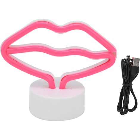 Enseigne néon LED en forme de lèvre avec support, alimentation USB, lampe néon pour chambre de bébé ou fête