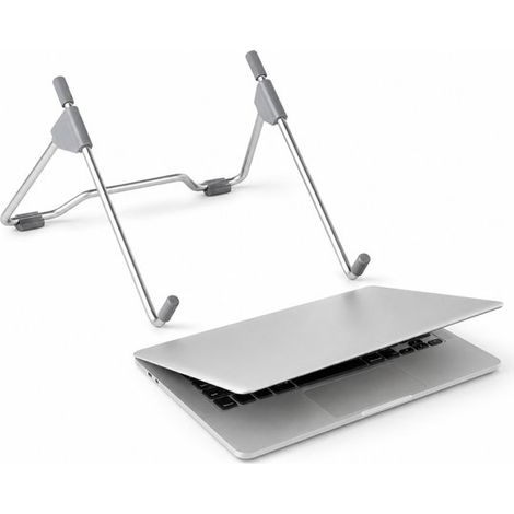 Support pour ordinateur portable pliable et réglable - Rehausseur en aluminium - Compatible ordinateur portable et tablette - Argent (1/5)