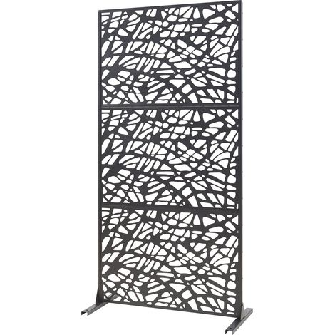 Parete divisoria in acciaio 200 x 100 x 50 cm nera 030009279