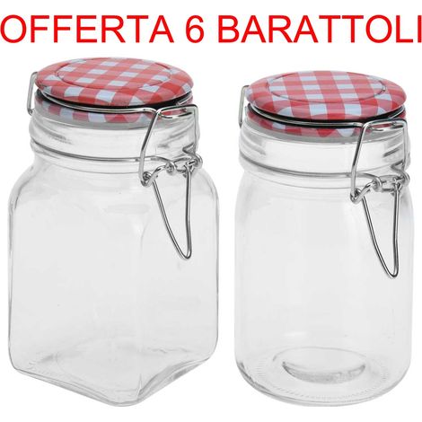 OFFERTA SET 6 BARATTOLI IN VETRO 90ML 4X8CM PER CONSERVE ANTIPASTI