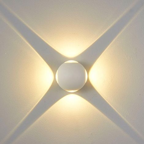 Applique LED da Parete 12W IP54, Design Moderno Rotondo, 4 Emissioni di Luce, 1200 lm, Bianco, Effetto Croce, Interni ed Esterni - Colore della luce: Luce calda