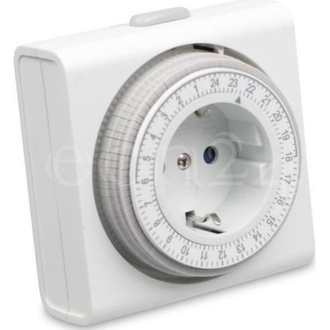 Programmateur Mécanique - 230 V - 16 A - Compatible Fiche Type F CEE 7/4 - Min 15 Min - IP20 - 8 x 8 x 4,5 cm