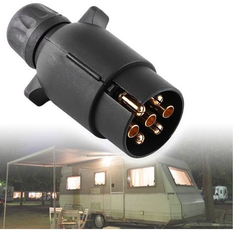 Connettore elettrico per rimorchio a 7 pin da 12 V, tipo N, in plastica, adattatore per cablaggio a 7 pin, colore nero (1/5)