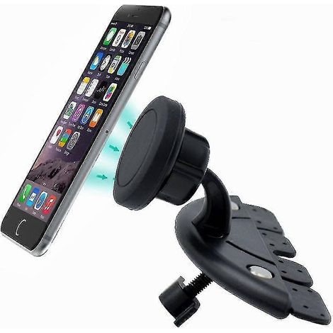 Support magnétique pour téléphone portable, compatible GPS, à fixer sur le tableau de bord d'une voiture (emplacement CD). (1/4)