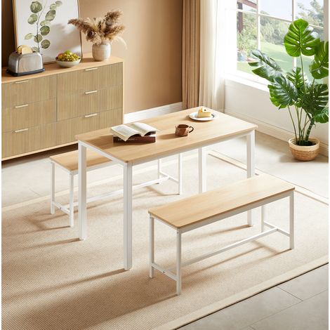 Conjunto mesa comedor 110x60x75 cm madera y metal natural, ahorro de espacio FloraGrace (1/5)
