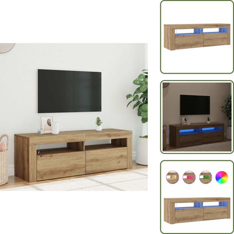 TV-Schrank mit LED Artisan-Eiche 120x35x40 cm Holzwerkstoff - TV-Schrank - TV-Schränke - TV-Möbel - TV-Ständer (1/5)