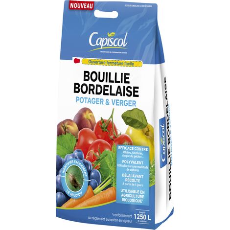 CAPISCOL Bouillie Bordelaise - 5kg - 1250L De Solution - Granulés A Dissoudre -Traitement Préventif & Traditionnel - Mildiou Tavelure Cloque Du Pêcher - Coloration Bleue BB5