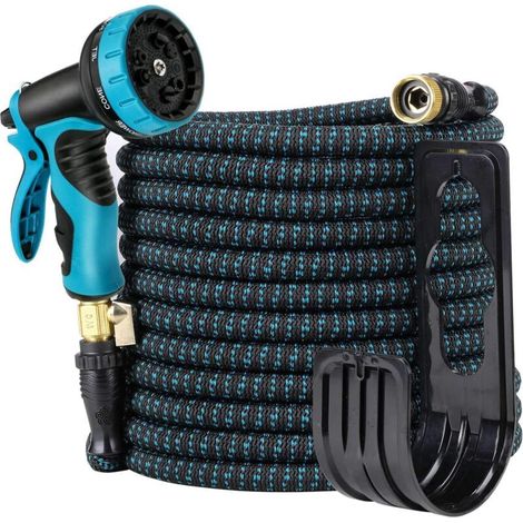 Tuyau Arrosage Extensible, Tuyau Arrosage Enrouleur Tuyau Arrosage Raccord Tuyau D'arrosage avec Pistolet de Pulvérisation 9 Fonctions, Tissu Très Résistant, pour Lavage de La Voiture/Jardin (1/5)