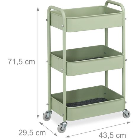 Carro de cocina de 3 niveles con ruedas 71,5 x 43,5 x 29,5 cm de acero negro 130016188 (1/3)
