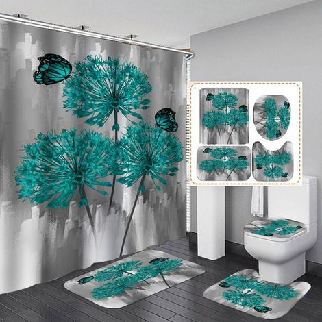 Rideau De Douche - Tapis De Salle De Bain - Couvre-Wc - Tapis En Forme De U - Polyester - 180x180 Cm - 75x45 Cm - 45x38 Cm - 38x35 Cm - Lot De 1 3 Ou 4 Pièces (1/5)