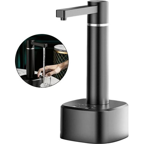 Bomba de agua automática – 3 modos, bomba giratoria y ajustable, dispensador de agua universal recargable, fácil de usar – Negro (1/5)