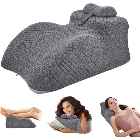 Coussin de soutien dorsal, mousse à mémoire de forme, soutient le dos et les jambes, GRIS FONCÉ (1/2)
