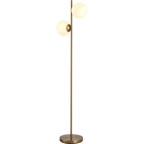 Lampadaire Design Néo-Rétro Salon 2 Têtes Boules Max. 40 W Doré (1/5)