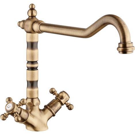 Mezclador de cocina PAINI Tiffany con caño giratorio retro en bronce antiguo