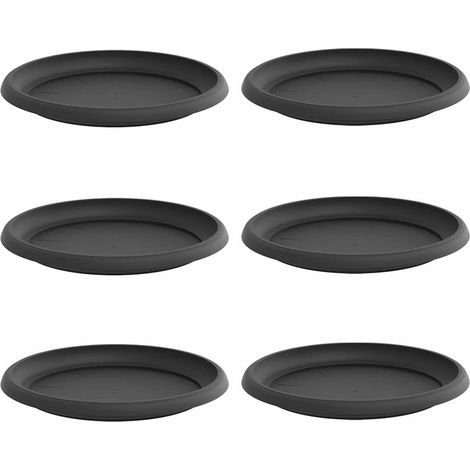 Maison Exclusive - Vassoio Rotondo per Fiori 6 pcs Nero Ø 14 x 2 cm Plastica