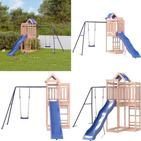 Spielturm Massivholz Douglasie - Holzspielplatz - Spielturm - Kletterturm - Doppelrutsche - Schaukelset - Home & Living