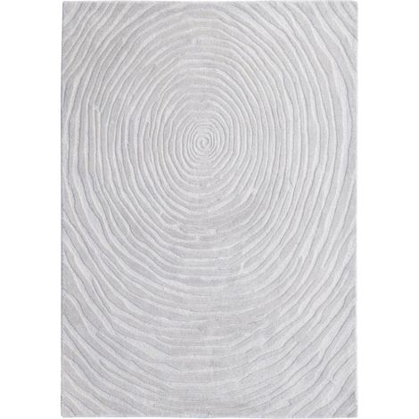 Tapis salon et chambre en laine 160x230 crème fait à la main motif faux uni IZ