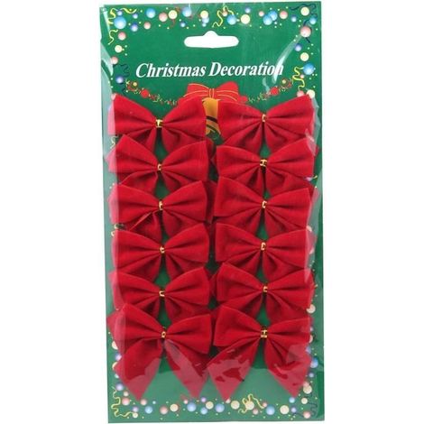Sapin De Noël Bow Décoration Boules fête de Noël Jardin Noeuds Ornement - Rouge (1/2)