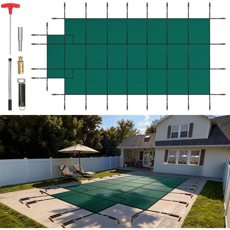 VEVOR Cubierta de Seguridad para Piscina Tamaño de Cubierta 5,5 x 10,4 m Cobertor para Piscina Rectangular Tamaño de Piscina 4,9 x 9,8 m Lona de Piscina para Piscinas Enterradas de Hogar Jardín Hotel