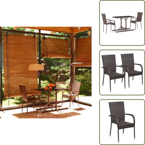 The Living Store Set Mobili da Pranzo per Giardino 3 pz Marrone - Tavolo da pranzo da giardino