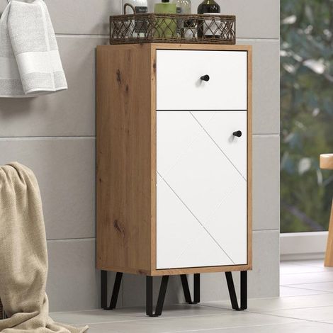 Touch armadietto da bagno bianco opaco, decoro rovere. (1/5)