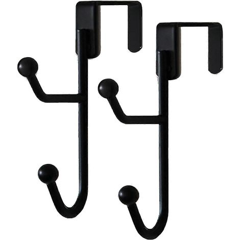 2 Pack Over the Door Hooks Hanger, Sturdy Metal Double Hook, Black-- (1/5)
