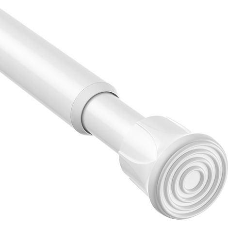 AIZESI Curtain Rod without Drilling, Adjustable from 70 to 130 cm, White Curtain Rod, Diameter 13 mm, Maximum Load 2 kg for Bedroom and Living Room, 1 Piece