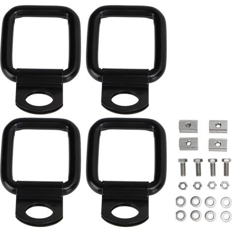 Lot de 4 Crémaillères T-Slot pour Rails de Pickup avec Anneaux d'Ancrage Métalliques Noir 3/8-16 Threaded (1/5)