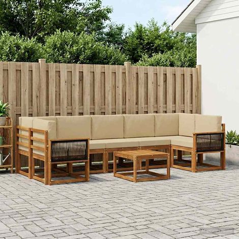 vidaXL Outdoor-Sofagarnitur mit Kissen 6 pcs Natur (1/5)