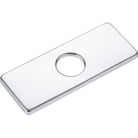 6-Zoll-Loch-Abdeckplatte für Badezimmerwaschbecken, 3-in-1-Badarmaturen-Zierplatte, rechteckig, Edelstahl (silber)