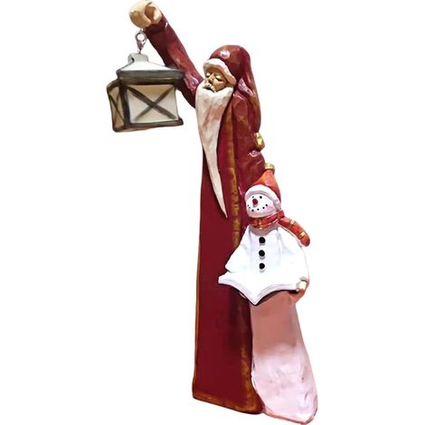 Sculpture du Père Noël et du bonhomme de neige, statue de jardin du père  Noël bonhomme de neige, figurine en résine du père Noël bonhomme de neige, statue de jardin de Noël multicolore 30x12x8 cm/11 (1/5)