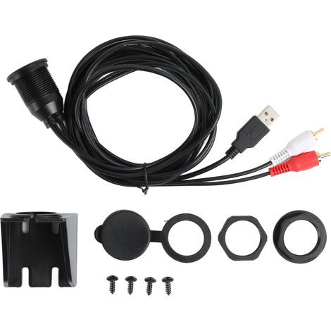 Kit câble encastré USB 3.0 mâle-femelle + 2 RCA mâle vers 3,5 mm femelle AUX rallonge étanche (1/5)