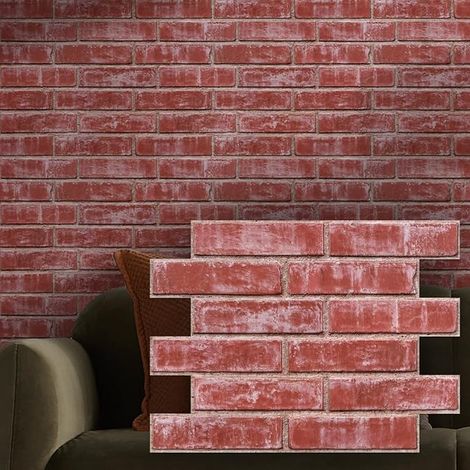 3D Adhesive Brick Wall Panels, 30 x 40 cm, Lightweight PVC Self Adhesive Wall Panels 3D Stone Decoration for Home Decoration (1/5)