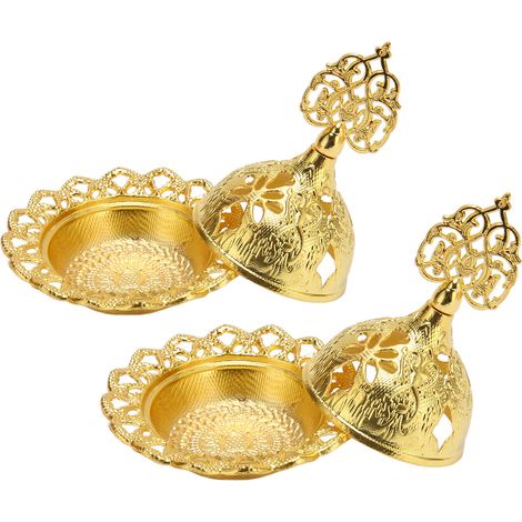 Brûle-encens en alliage de zinc doré, porte-bâton et cône vintage, support décoratif pour salon, bureau et maison, finition antique (1/5)