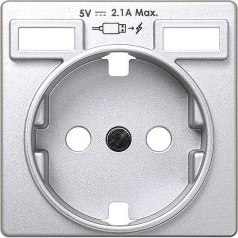 SIMON 8200049-093 Tapa base enchufe schuko 2 cargadores USB 2.1A aluminio frio (1/3)
