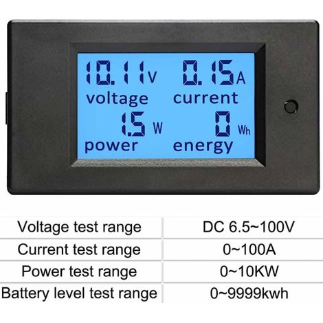 Compteur d'alimentation DC 6.5-100V 100A Multimètre numérique Affichage LCD Tension Courant Moniteur d'énergie 12V 24V 36V 48V 60V 72V Voltmètre de batterie RV, ampèremètre, volt-ampère-watt dete (1/4)