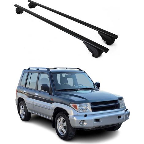 OMAC Barres de toit pour Mitsubishi Pajero Sport I 1996-2008 – TÜV / DIN 75302:2019 – Antivol inclus – Charge max 75 kg – 2 barres Noir (1/4)