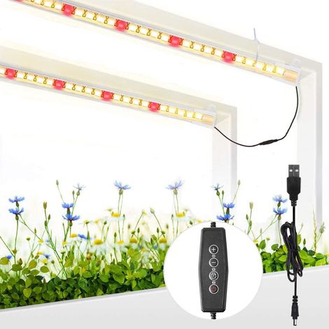 3 Bandes LED horticole, spectre complet 40W, minuterie automatique, USB, pour plantes intérieur (1/5)