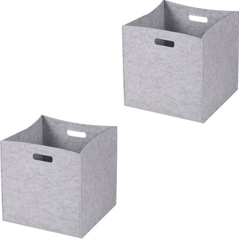 Lot de 2 boîtes de rangement FELT, en feutrine gris (1/4)