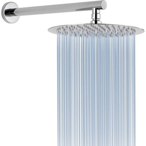 Regenduschkopf mit Verlängerungsarm, Edelstahl, 25cm Rund, Hoher Wasserdruck (1/5)