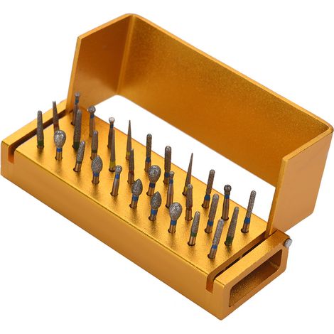 30 emplacements porte-fraise dentaire bloc pour fraises diamantées haute vitesse, boîte en alliage autoclavable (1/5)