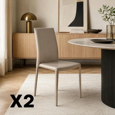 Chaise de salle à manger taupe moderne (lot de 2) LORA (1/5)