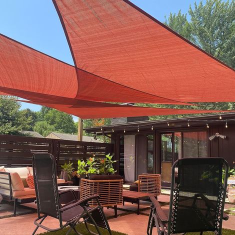 Voile d'ombrage Triangulaire Terra Rouge, 3,6 x 3,6 x 3,6 m pour extérieur, terrasse, Jardin, Cour (1/5)